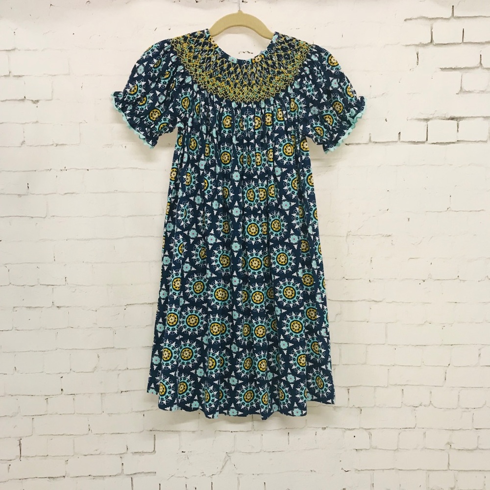 NWT Smocked Navy Blue Dress